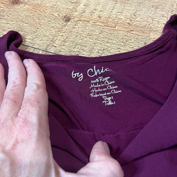 Chico's | Women's Magenta 3/4 Sleeve Lined Asymmetrical Hem Blouse Top Sz 1 Sz S - Picture 4 of 4